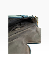 Bracher Emden London Teal Mixed Media Shoulder Bag with Crystal Details