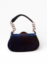 Dolce & Gabbana Denim & Houndstooth Chain Shoulder Bag