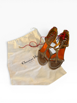 Christian Dior Embroidered Suede Ankle-Tie Heels by John Galliano