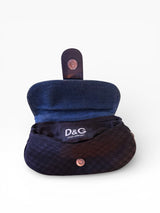 Dolce & Gabbana Denim & Houndstooth Chain Shoulder Bag