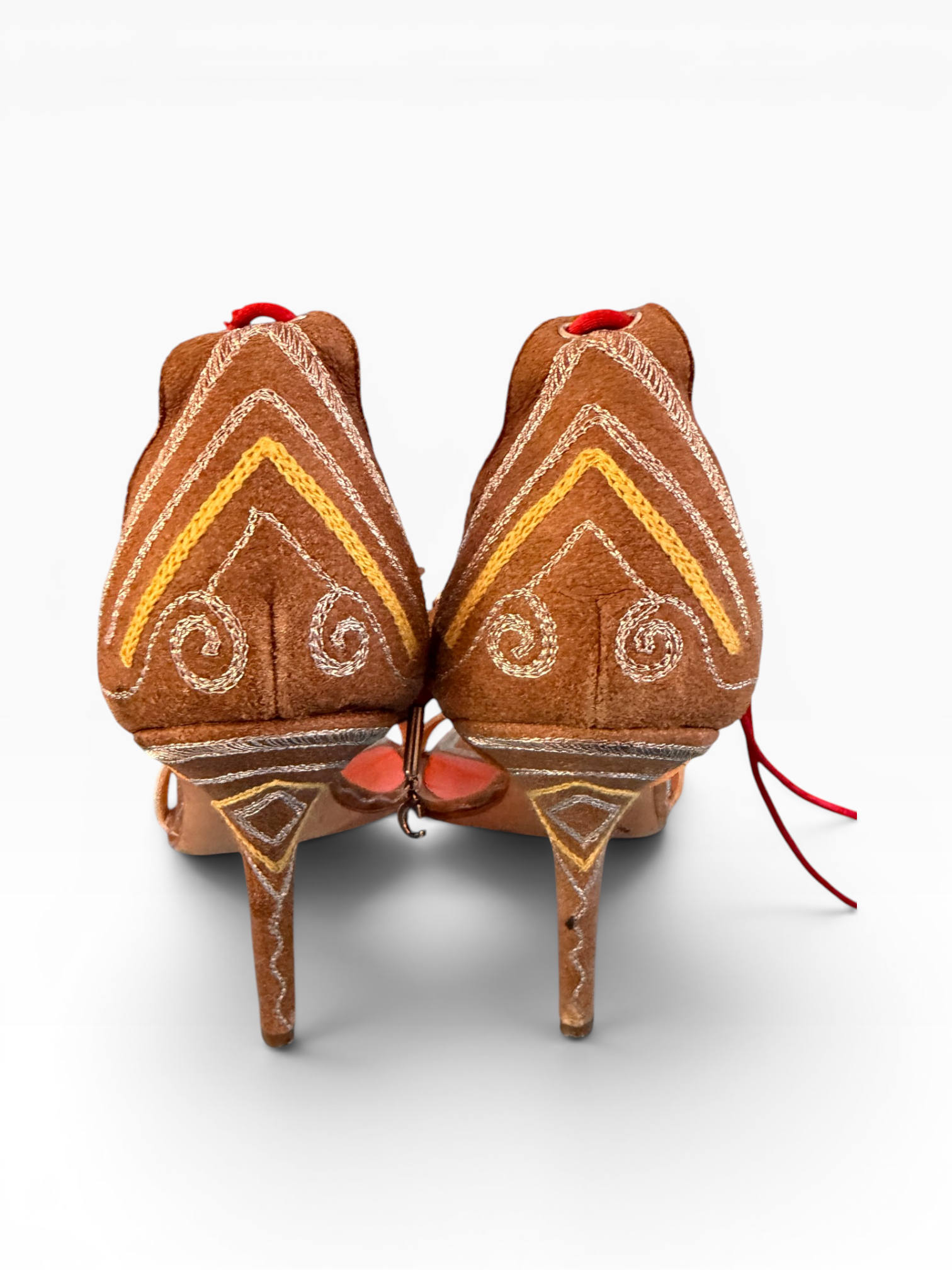 Christian Dior Embroidered Suede Ankle-Tie Heels by John Galliano
