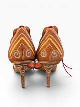 Christian Dior Embroidered Suede Ankle-Tie Heels by John Galliano