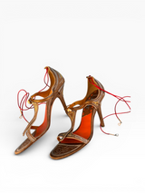 Christian Dior Embroidered Suede Ankle-Tie Heels by John Galliano