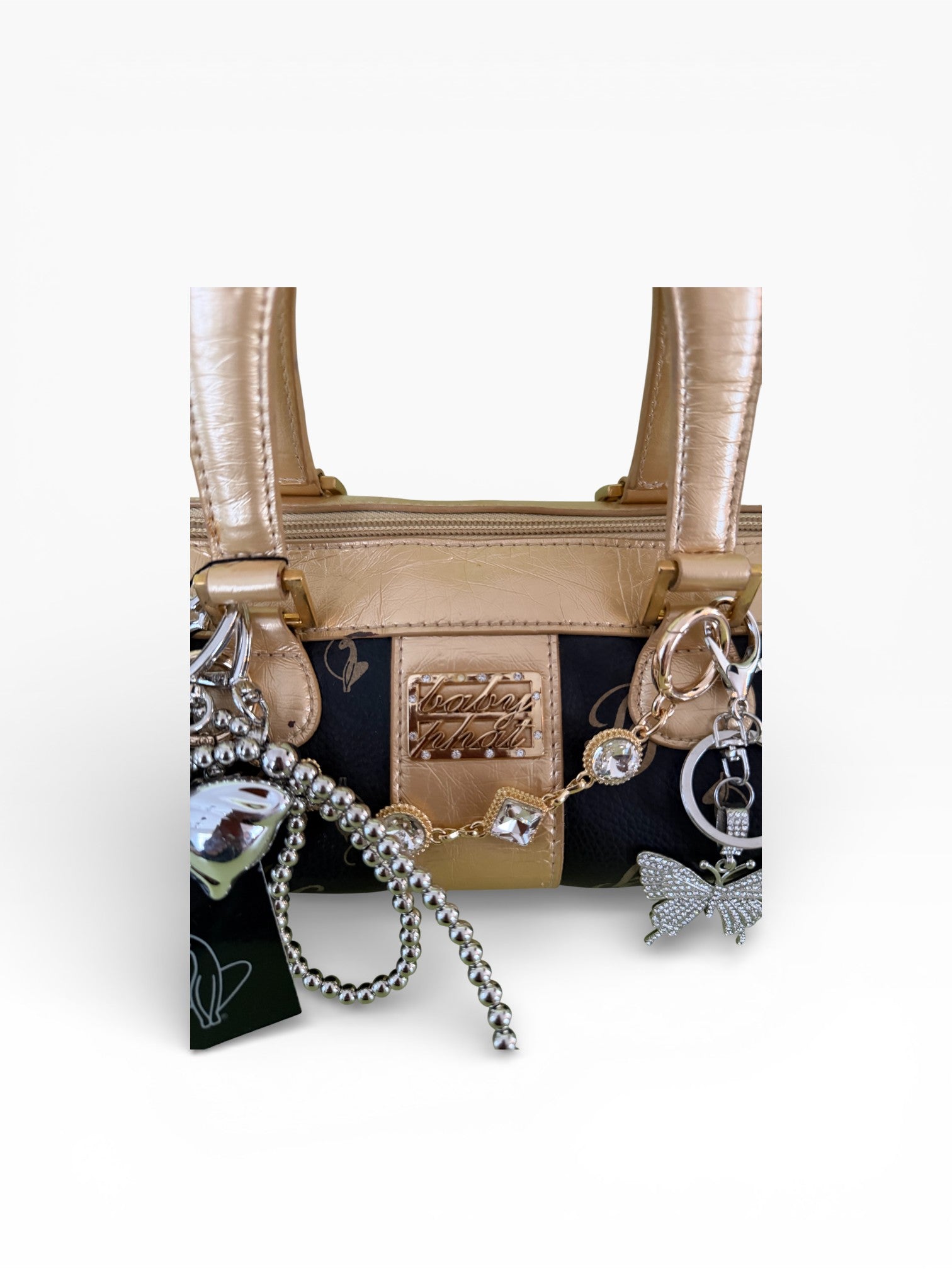 Baby Phat by Kimora Lee Simmons Rose Gold Logo Barrel Bag