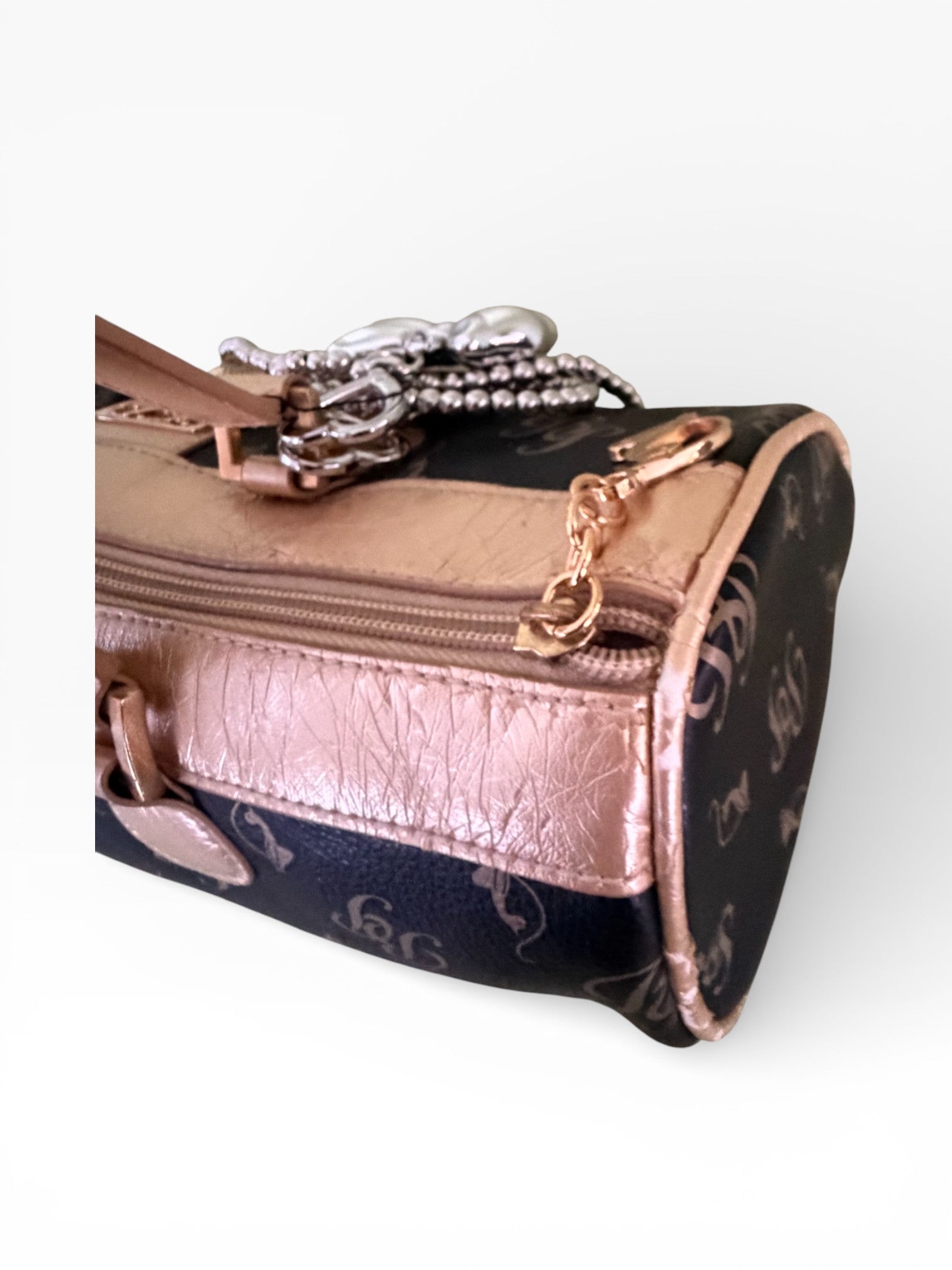 Baby Phat by Kimora Lee Simmons Rose Gold Logo Barrel Bag