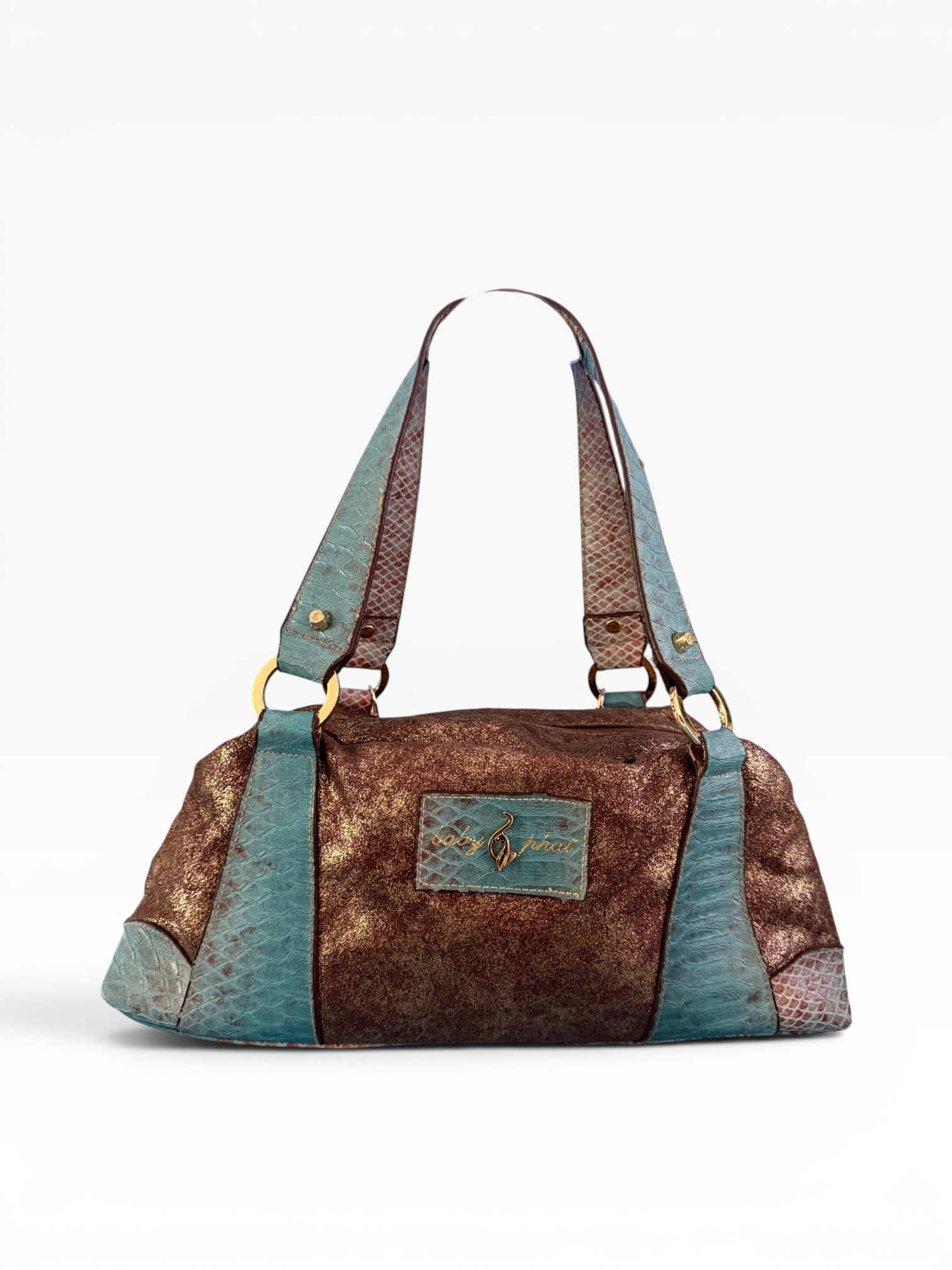 Baby Phat Y2K Metallic Bronze Charm Satchel