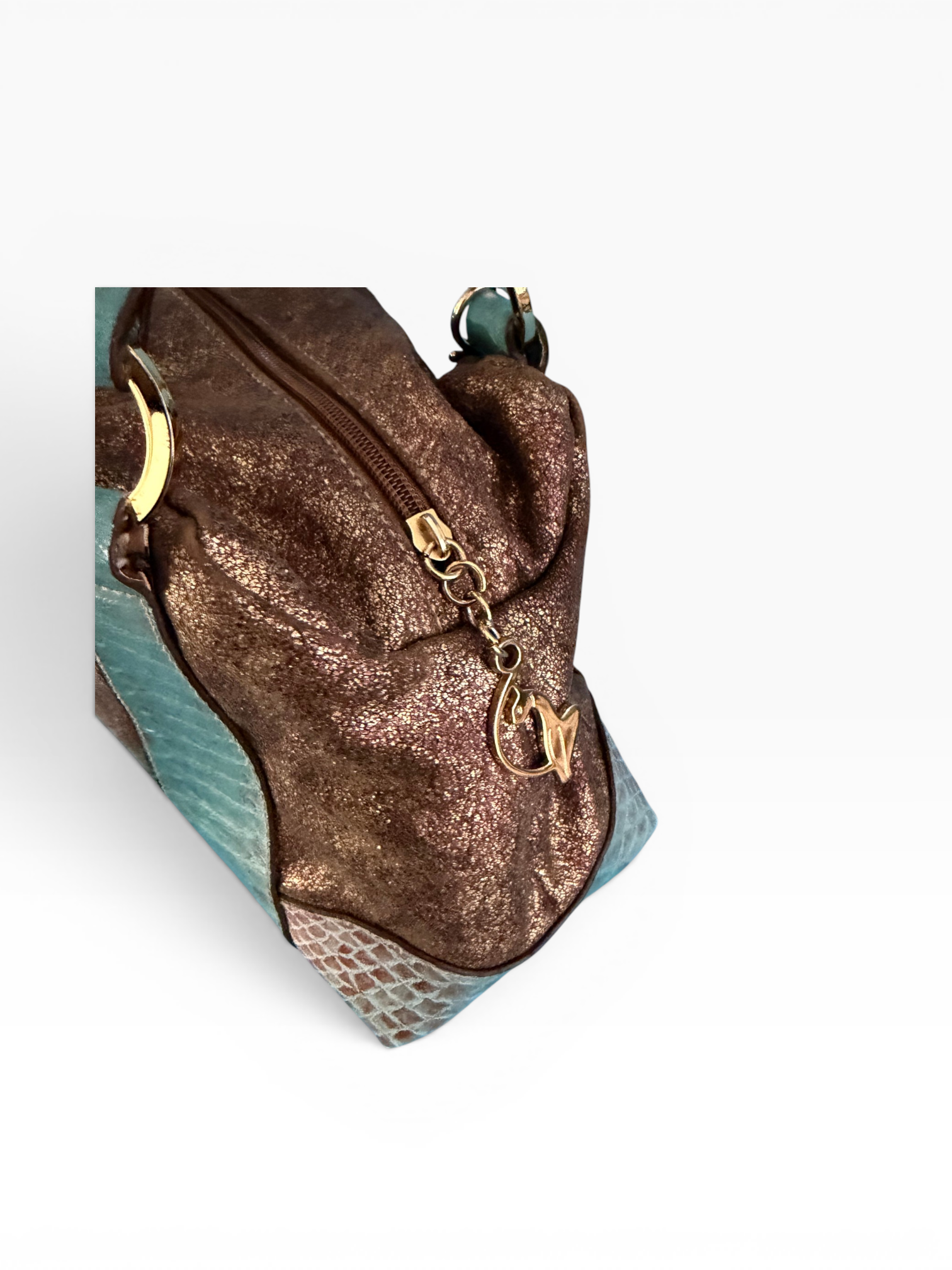 Baby Phat Y2K Metallic Bronze Charm Satchel