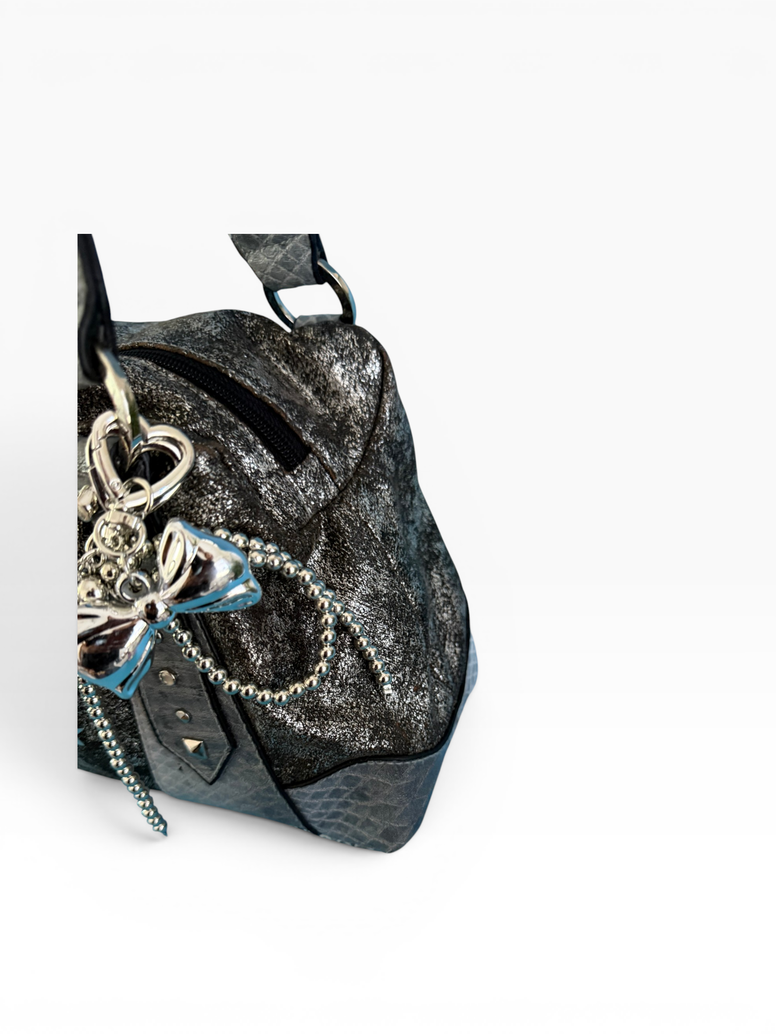 Baby Phat Y2K Gunmetal Silver Charm Satchel