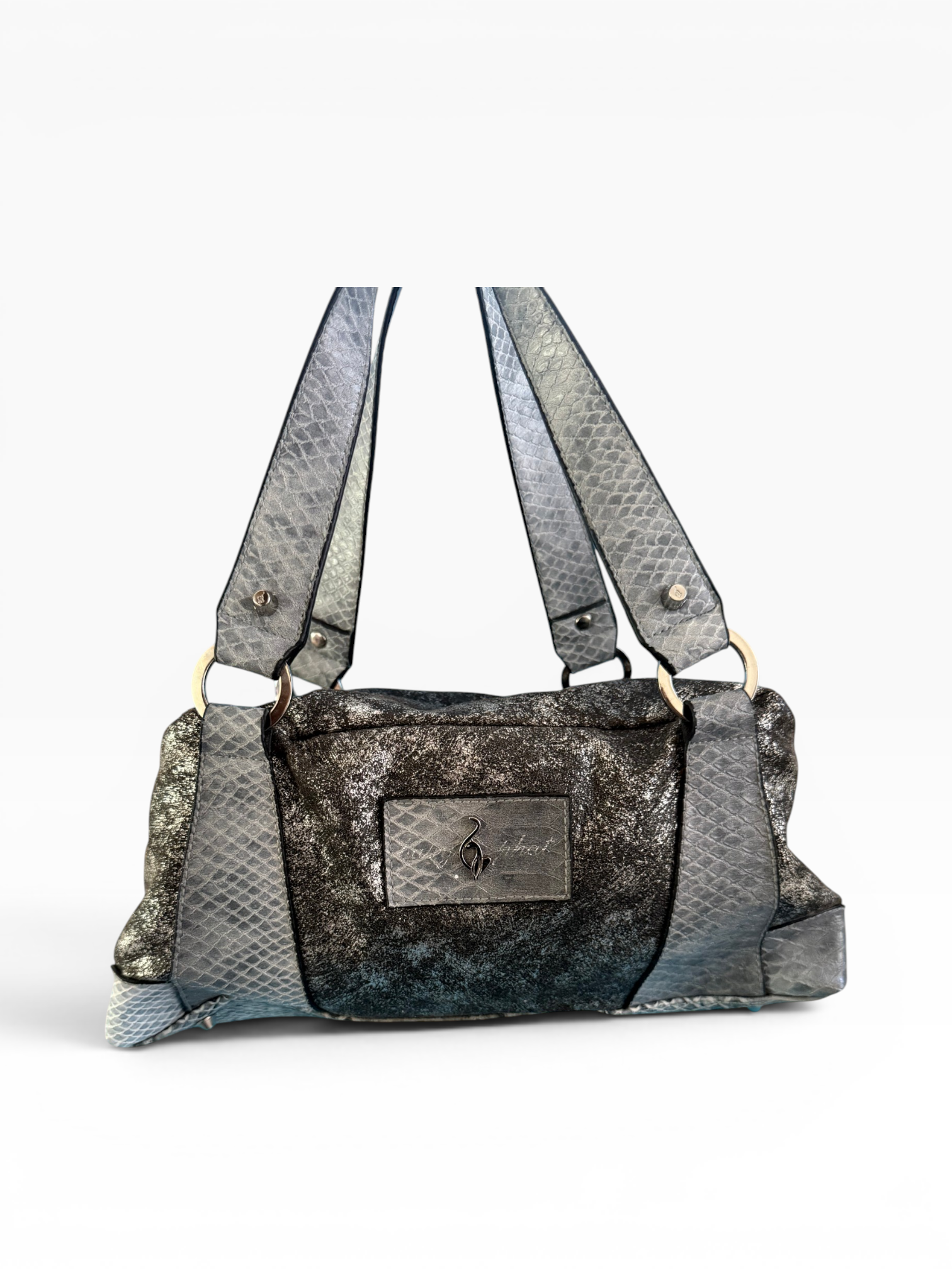 Baby Phat Y2K Gunmetal Silver Charm Satchel