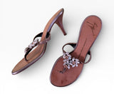Giuseppe Zanotti Crystal Cluster Thong Sandal Heels