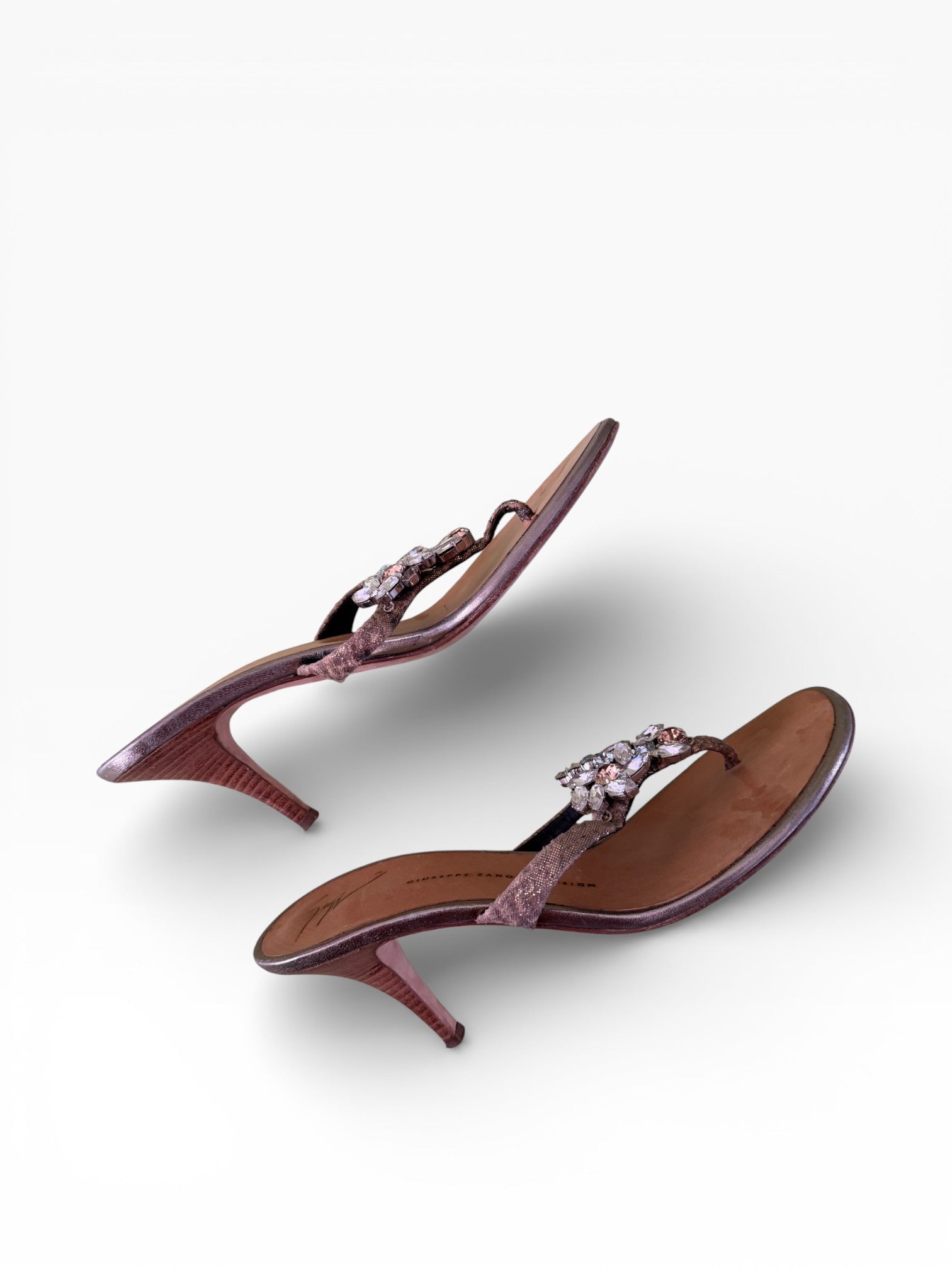 Giuseppe Zanotti Crystal Cluster Thong Sandal Heels