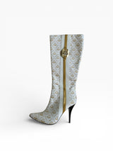House of Deréon White & Gold Logo Boots