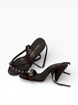 Paula Torres Brown Strappy Beaded Heels
