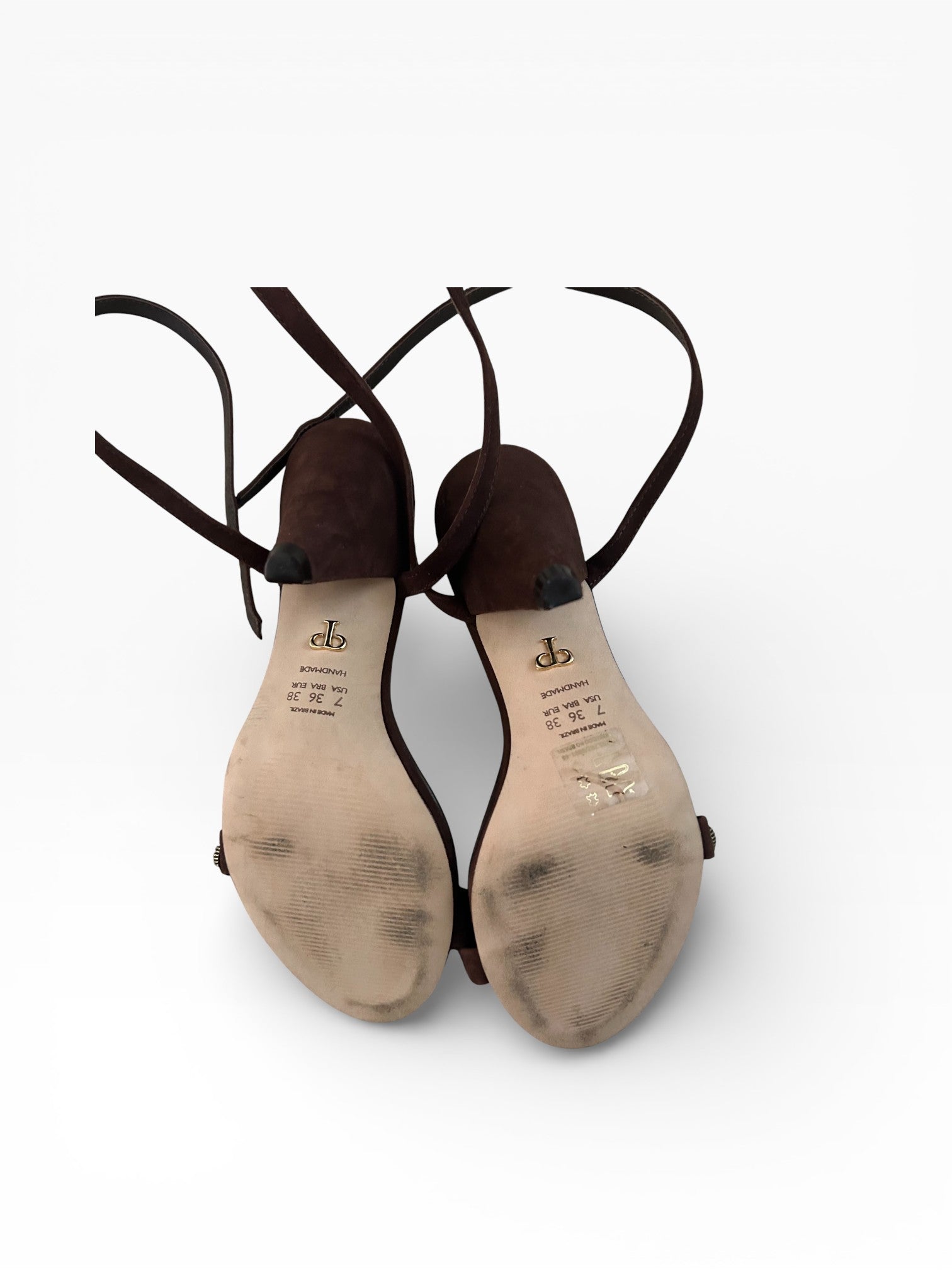 Paula Torres Brown Strappy Beaded Heels