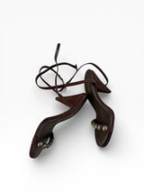 Paula Torres Brown Strappy Beaded Heels