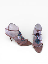 Le Silla Crystal Medallion Strappy Heels