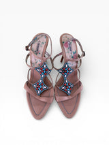 Le Silla Crystal Medallion Strappy Heels