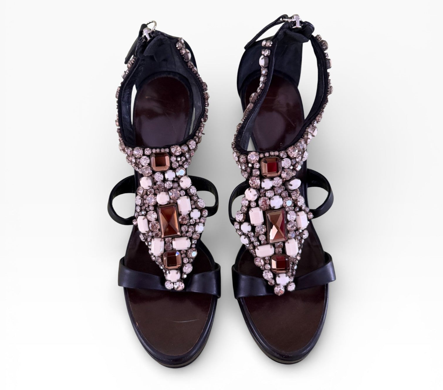 Giuseppe Zanotti Crystal Jewel Platform Strappy Heels