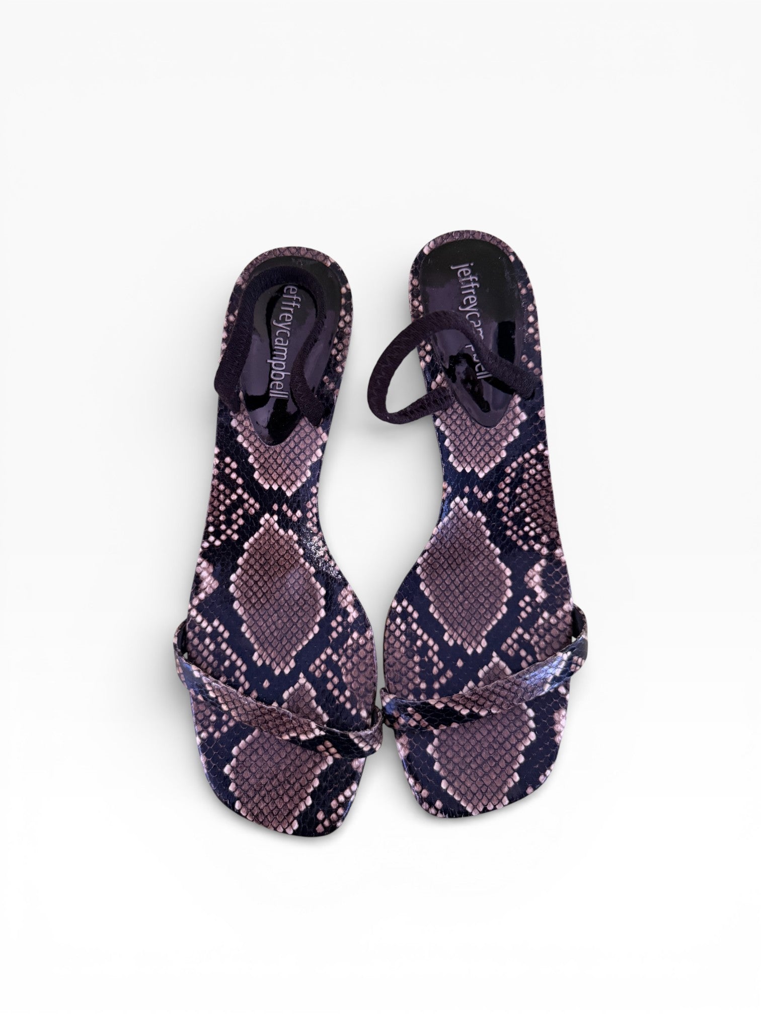 Jeffrey Campbell Snake Print Kitten Heel Sandals