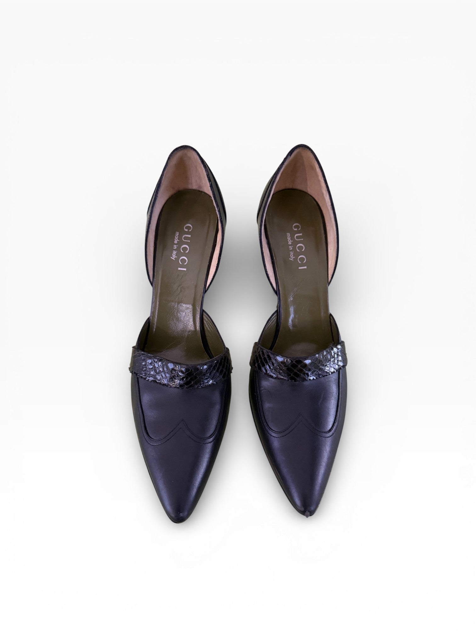 Gucci Python Strap D'Orsay Pointed Toe Pumps