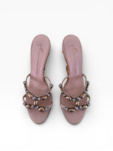 Giuseppe Zanotti Crystal Bead Rattan Wedge Sandals