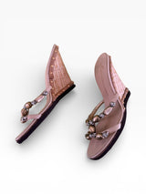 Giuseppe Zanotti Crystal Bead Rattan Wedge Sandals