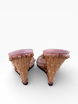 Giuseppe Zanotti Crystal Bead Rattan Wedge Sandals