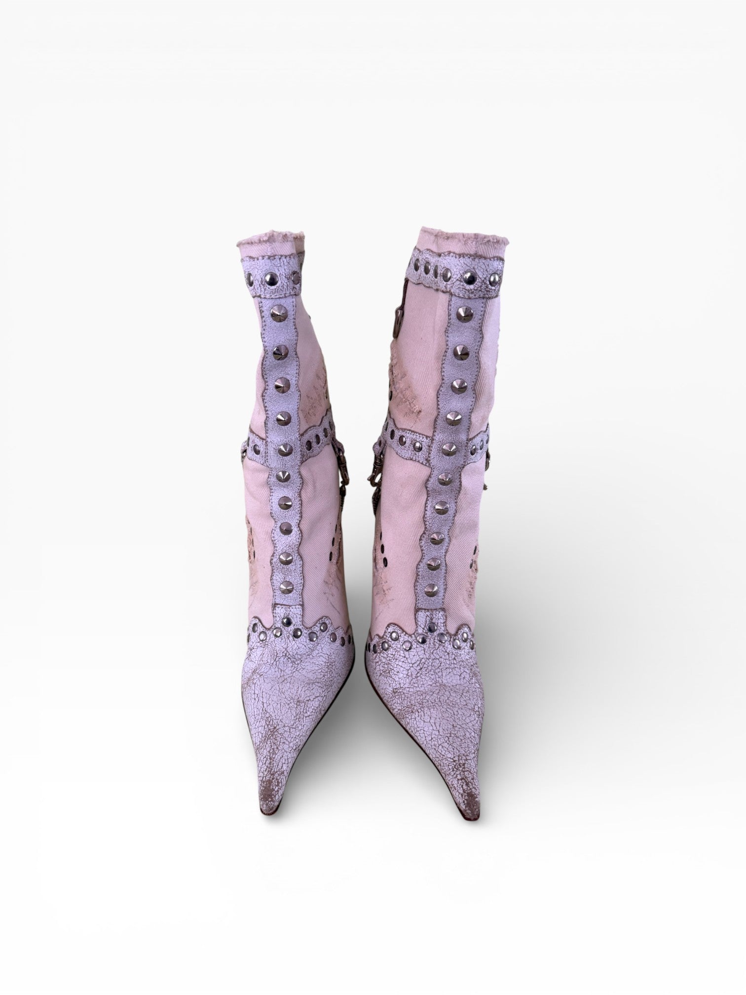 El Dantes Studded Chain Harness Stiletto Boots