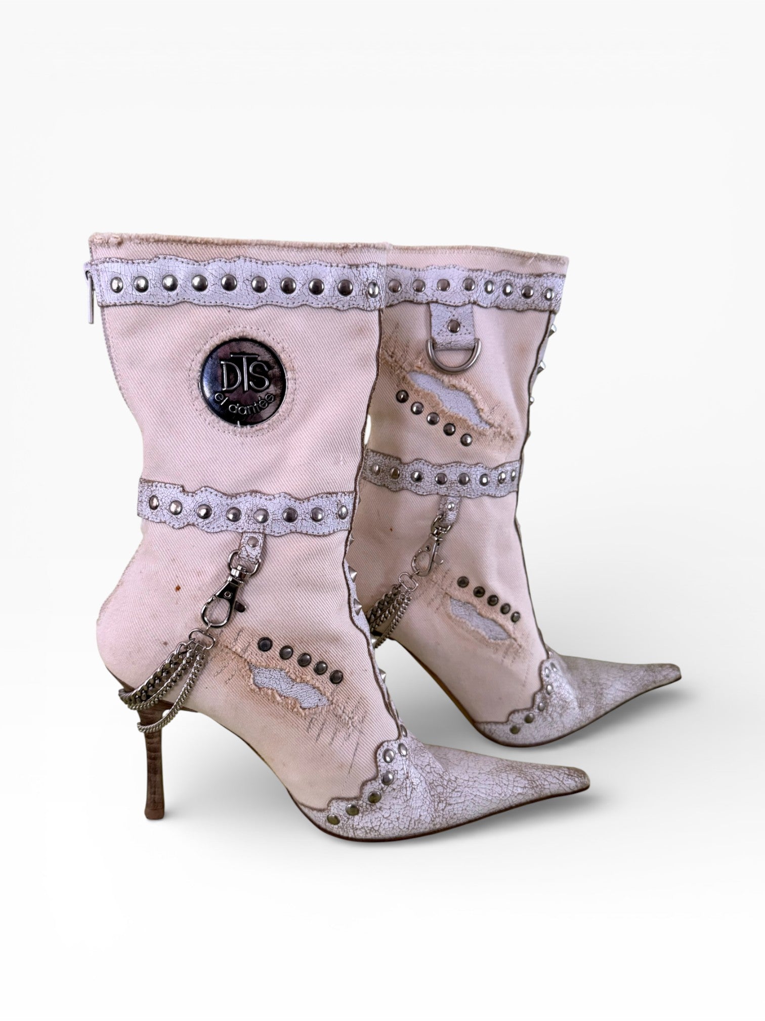El Dantes Studded Chain Harness Stiletto Boots