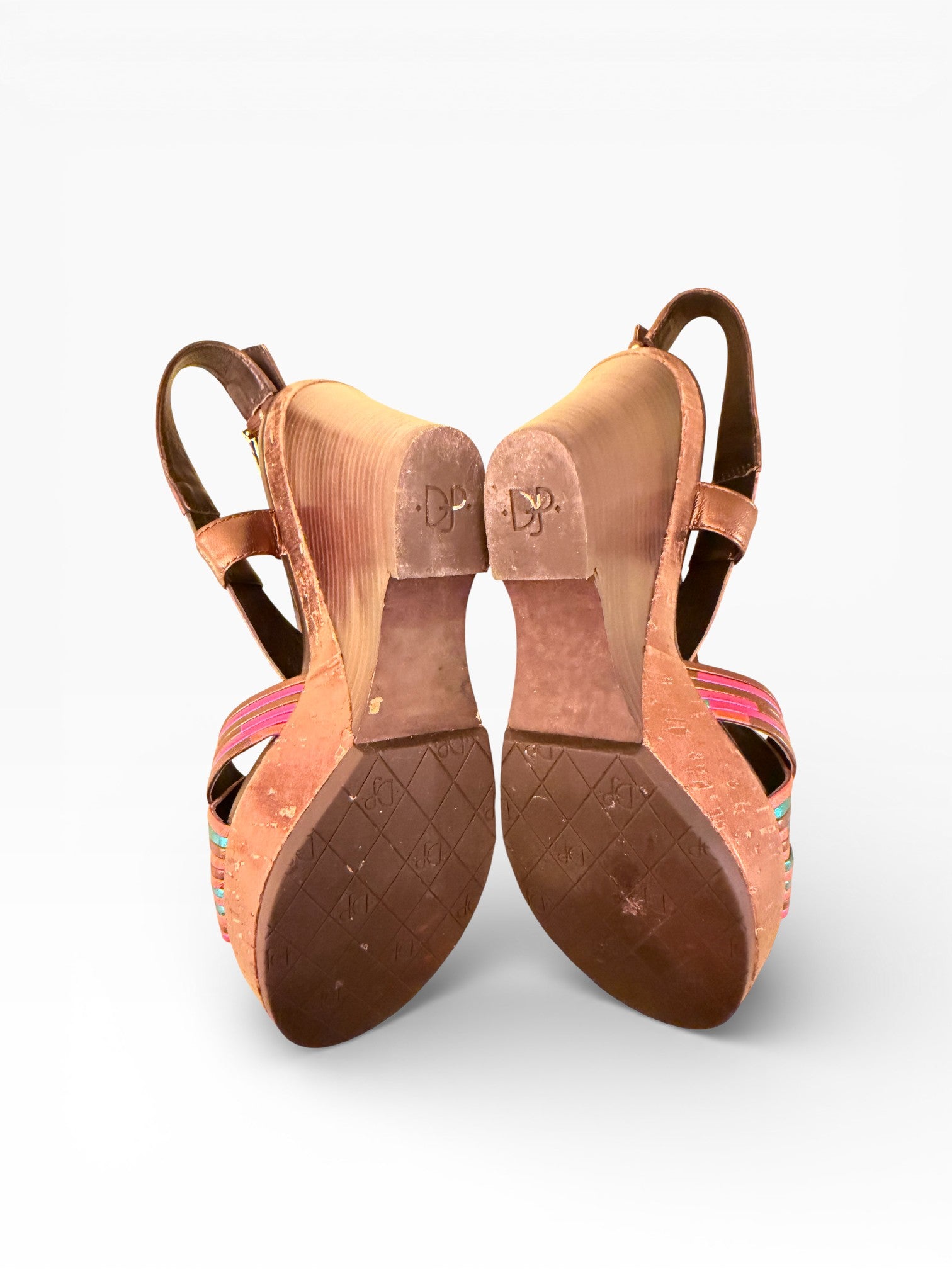 Donald J Pliner Metallic Rainbow Cork Platform Wedge Sandals