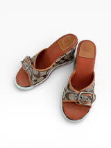 Vintage Coach Signature C Wedge Sandals