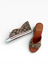 Vintage Coach Signature C Wedge Sandals