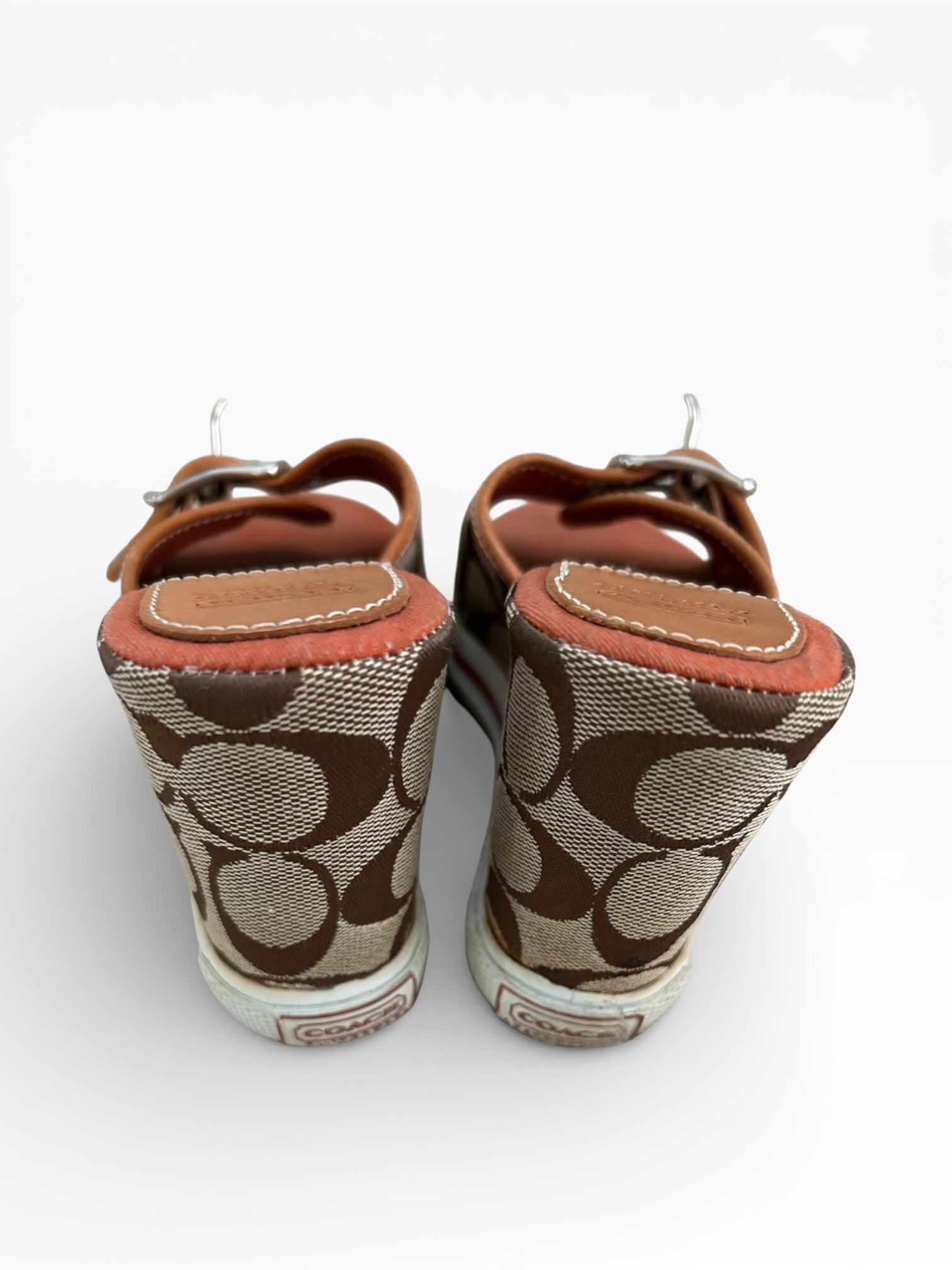 Vintage Coach Signature C Wedge Sandals