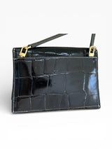 STAUD Croc-Embossed Leather Envelope Crossbody