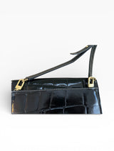 STAUD Croc-Embossed Leather Envelope Crossbody
