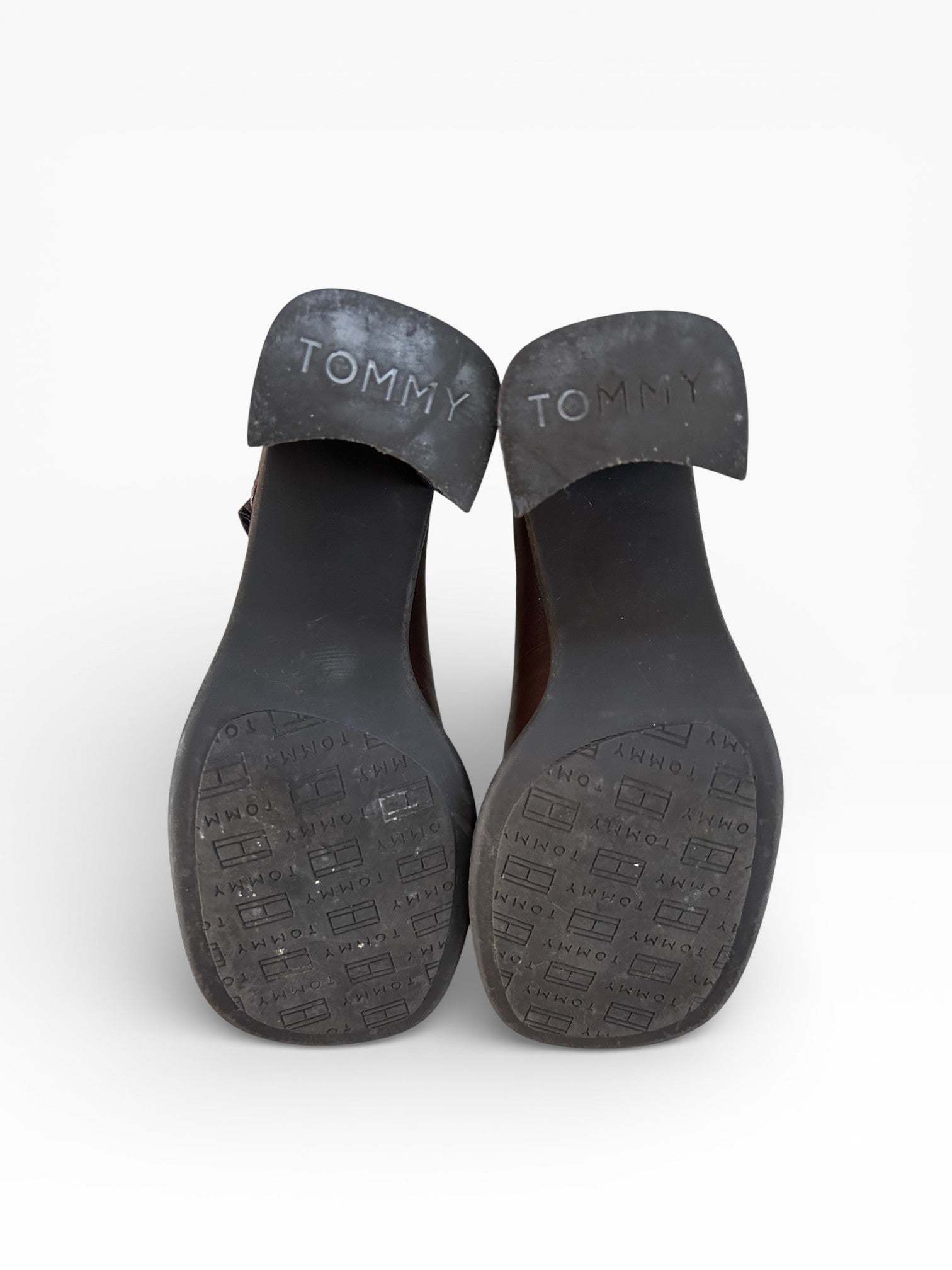 Tommy Hilfiger Brown Leather Mary Jane Block Heels