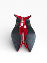 J. Renee Vintage Red Satin Bow Slingback Kitten Heels