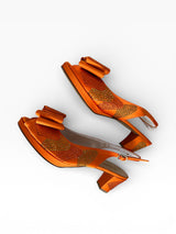 Lucio Fontanesi Made in Italy Orange Crystal Slingback Heels