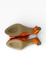 Lucio Fontanesi Made in Italy Orange Crystal Slingback Heels