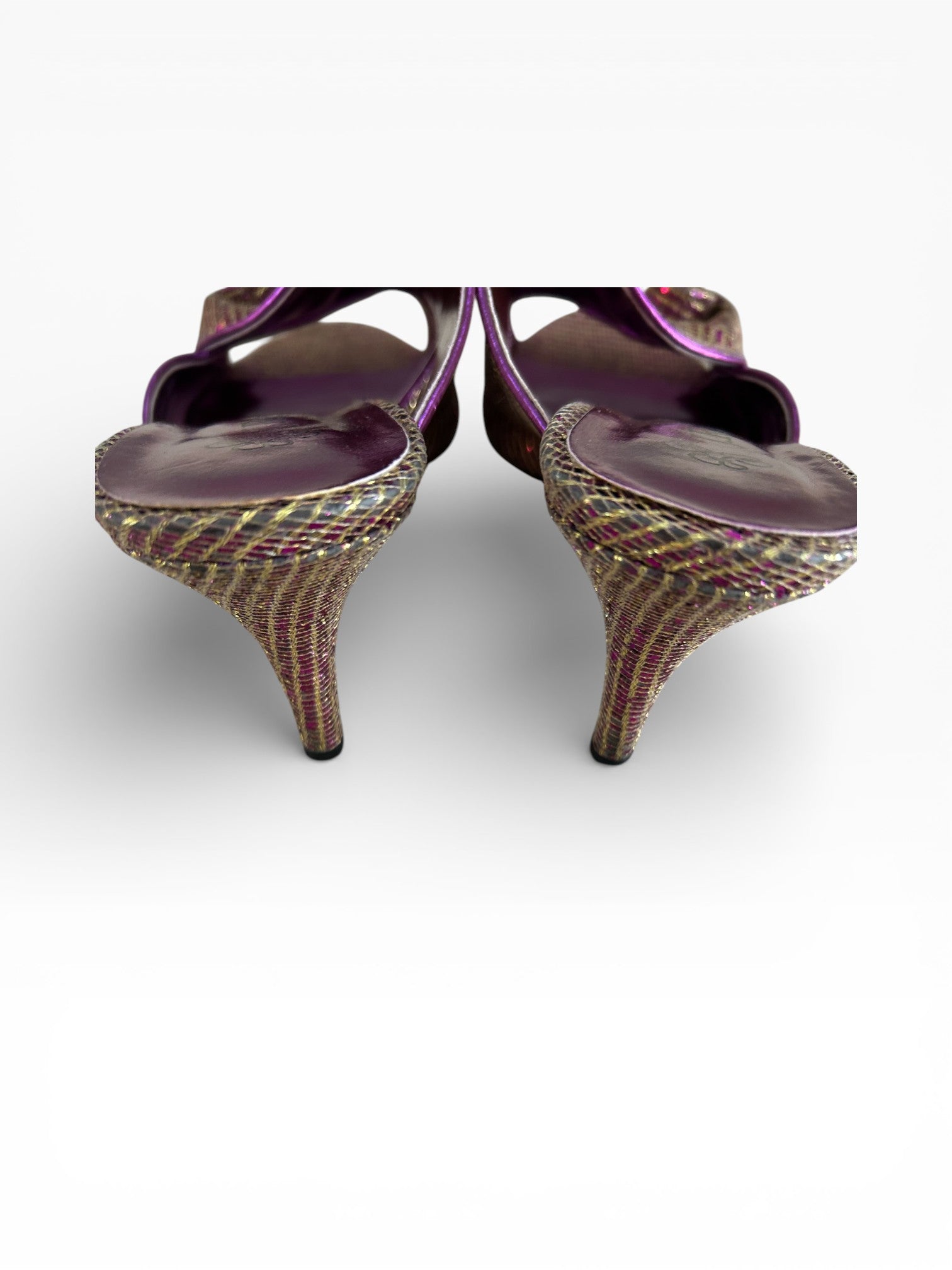 J. Reneé Metallic Purple Gold Kitten Heels
