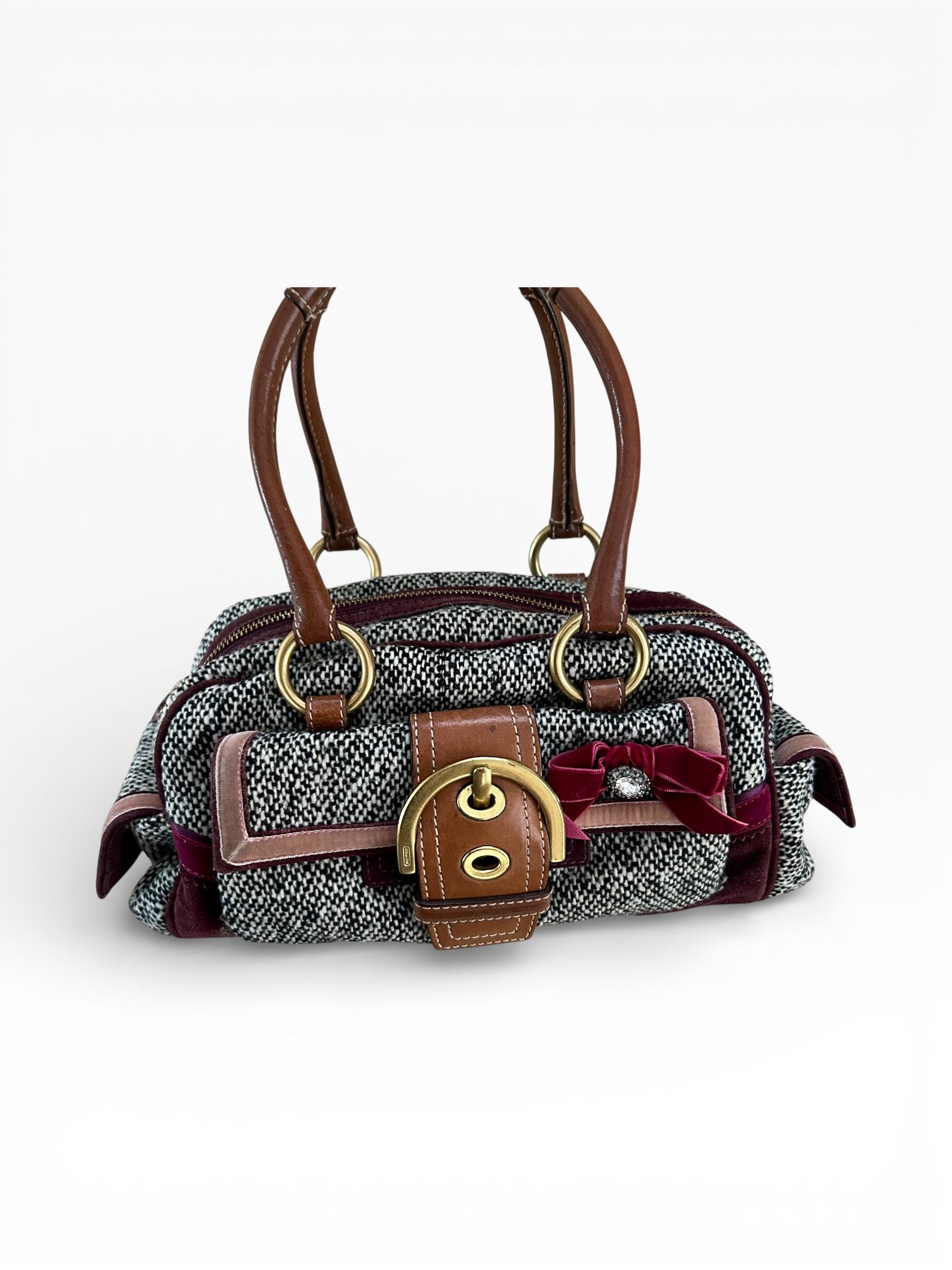 Coach Soho Tweed Satchel with Swarovski Crystal Bow