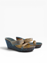 Baby Phat Gold Monogram Cork Wedges