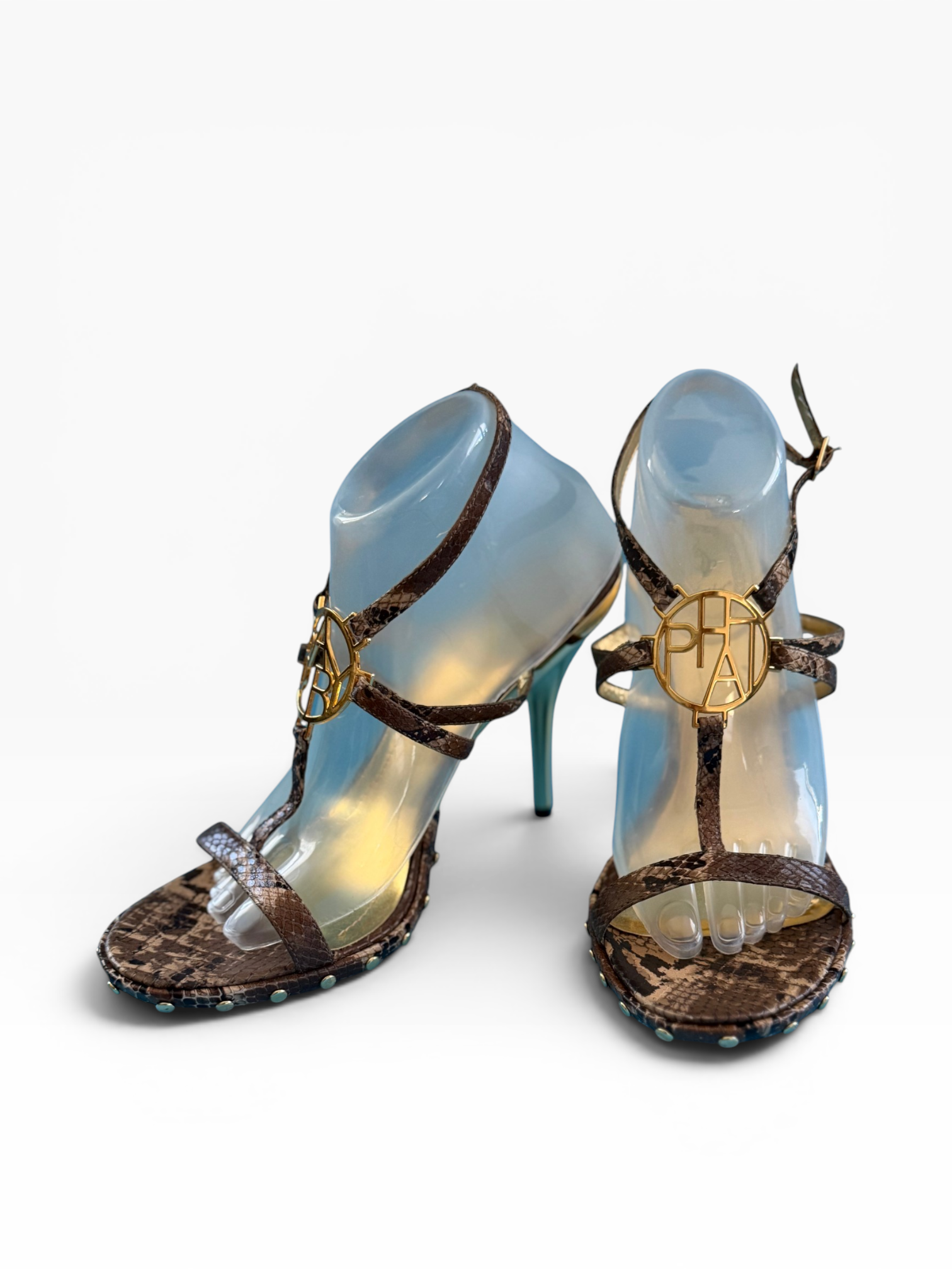 Baby Phat Python T-Strap Stiletto Sandals