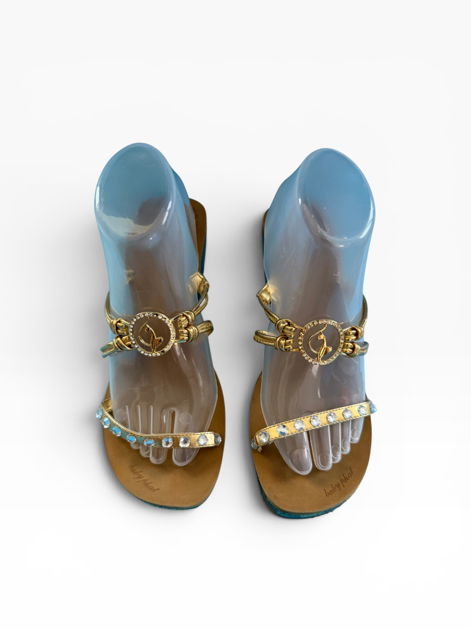 Baby Phat Metallic Python Wedge Sandals, Gold