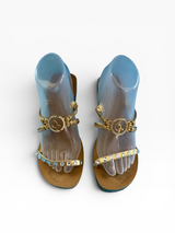 Baby Phat Metallic Python Wedge Sandals, Gold