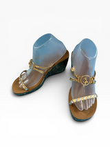 Baby Phat Metallic Python Wedge Sandals, Gold