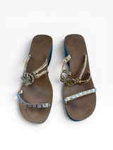 Baby Phat Metallic Python Wedge Sandals, Gold