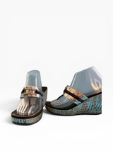 Baby Phat Y2K Sequin Logo Wedge Thong Sandals