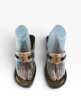 Baby Phat Y2K Sequin Logo Wedge Thong Sandals