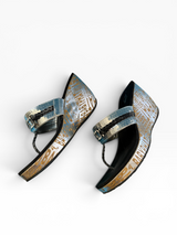 Baby Phat Y2K Sequin Logo Wedge Thong Sandals